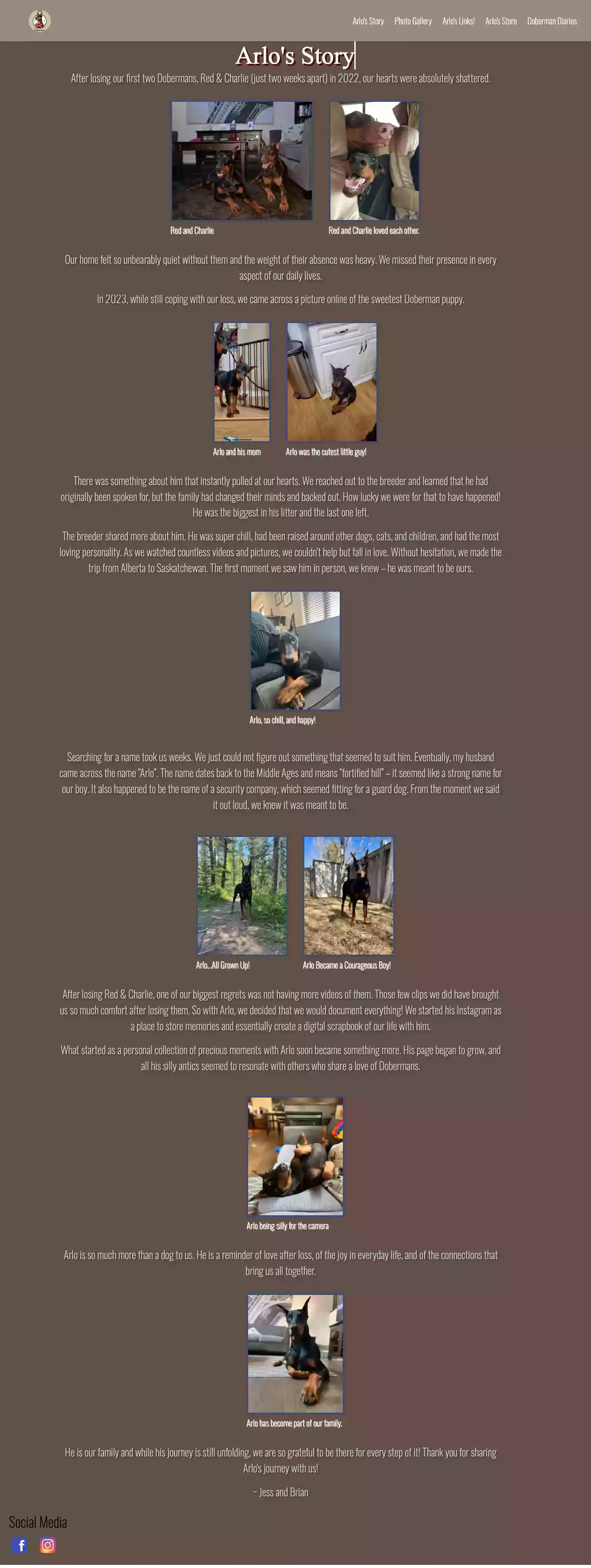 Arlo Dobermann petfluencer site